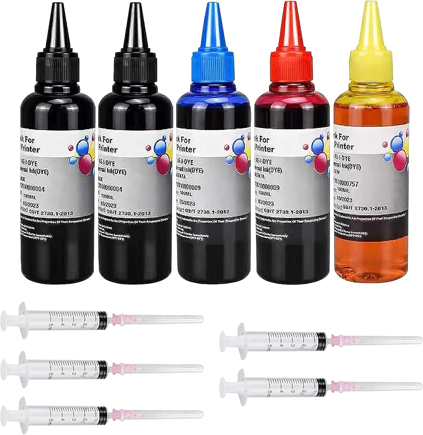 Ink Refill Kit for HP 60 61 63 64 65 902 932 952 950 951 564 Refillable Ink Cartridge for HP Envy 4500 4520 5643 Officejet 6500A 6500 6000(5X100Ml 2 Black, 1 Cyan. 1 Magenta, 1 Yellow) image number 2