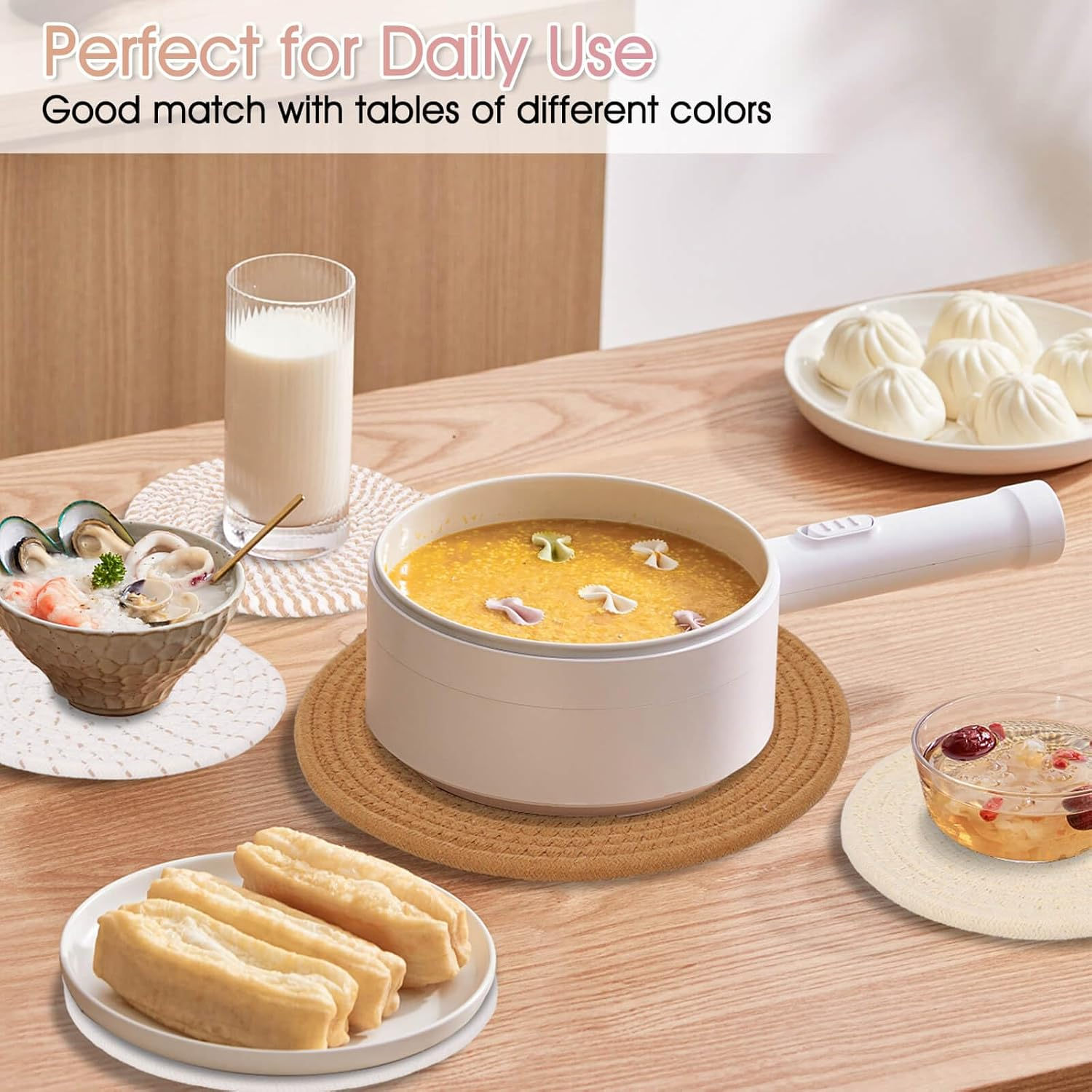 Trivets for Hot Pots and Pans, 6 Pieces Boho Rivets for Hot Dishes, Pot Holders for Kitchen, Hot Pads for Countertops, Boho Home Decor, House Essentials for New Home, 11.8 Inches and 7 Inches - Brown image number 3