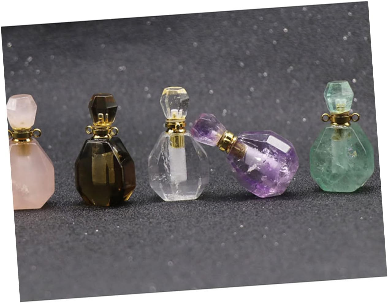 LIFKOME 2Pcs Natural Fluorite Perfume Atomizer Leakproof Travel Bottle Pendant Necklace Essential Oil Bottle Jewelry Decor without Lanyard Chain image number 7