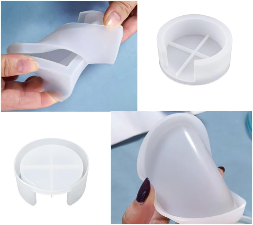 Coaster Resin Moulds, 6 Pack Silicone Coaster Mat Storage Holder Set,Silicone Coaster Storage Box Mould, Silicone Resin Molds, Epoxy Resin Moulds for Resin, Cups Mats, Home Decoration Resin Crafts image number 1