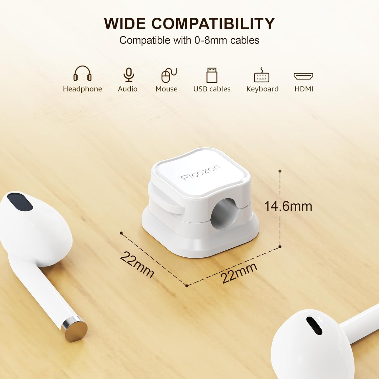 12 Pack Magnetic Cable Clip Organizer Cord Holder, Picozon Adhesive Cable Management, Wire Phone USB Charger Cable Holder Keeper Organizer for Car, Office Home Desktop, Wall, Night Table image number 1