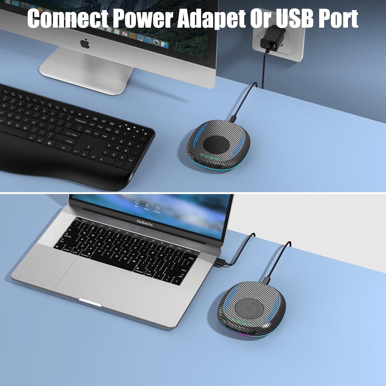 Mouse Jiggler Undetectable with Timer, On/Off Switch, Breathing Light for Prevent Computer Laptop Screen Sleep (Carbon Fiber Black) image number 1