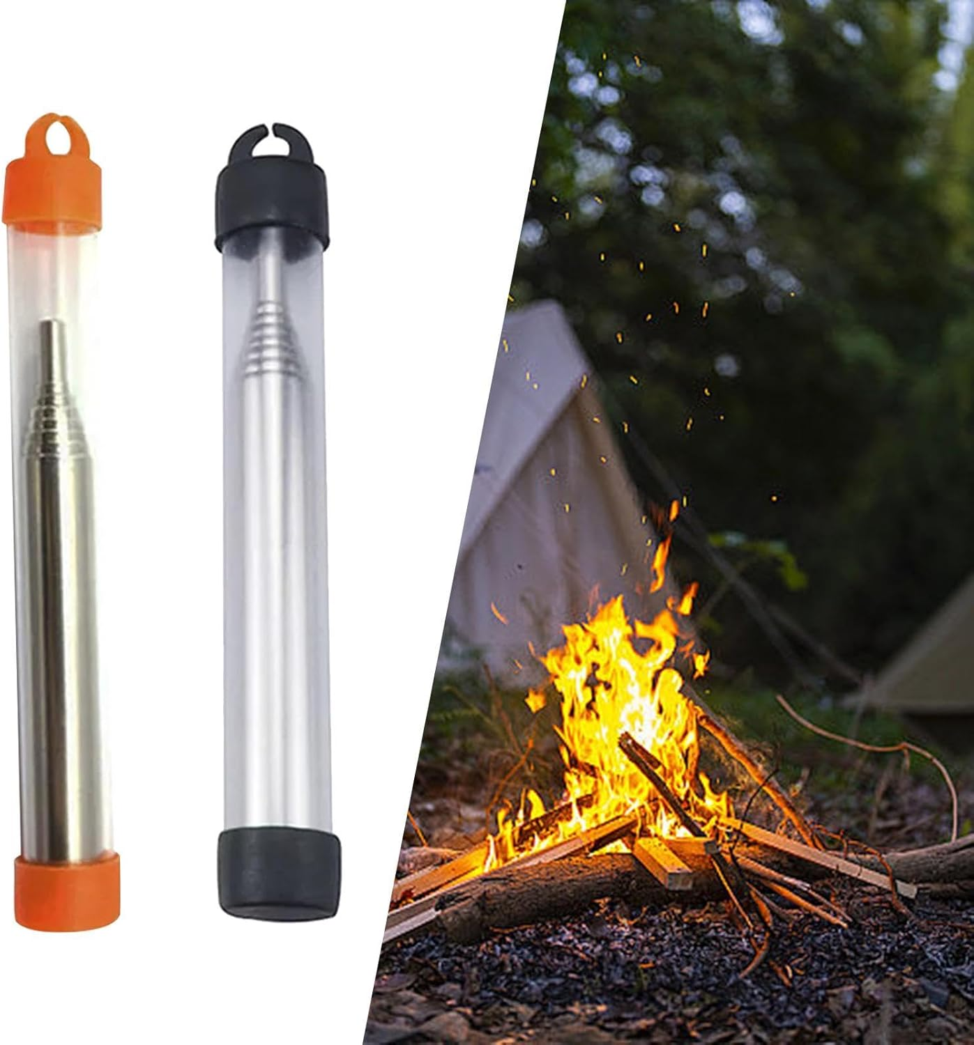 Telescopic Fire Blow Tubes Folded Fire Blowers Bellows for Camping Gears Barbecue Picnics Hiking image number 3