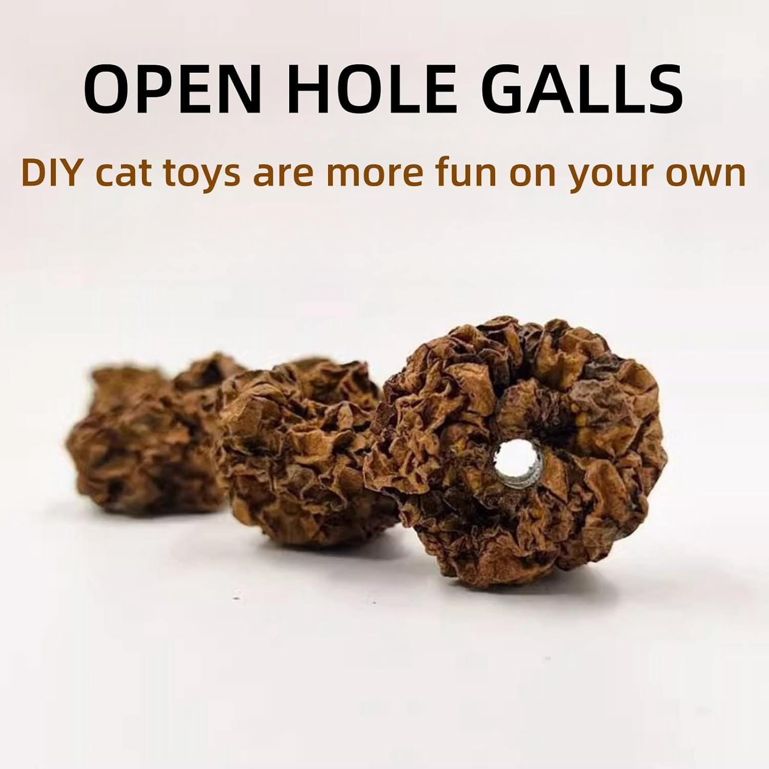 15PCS Natural Silvervine Gall Fruit with Perforated Holes - Cat Teething and Chew Toy for Teeth Cleaning, Mood Regulation and Appetite Improvement image number 1