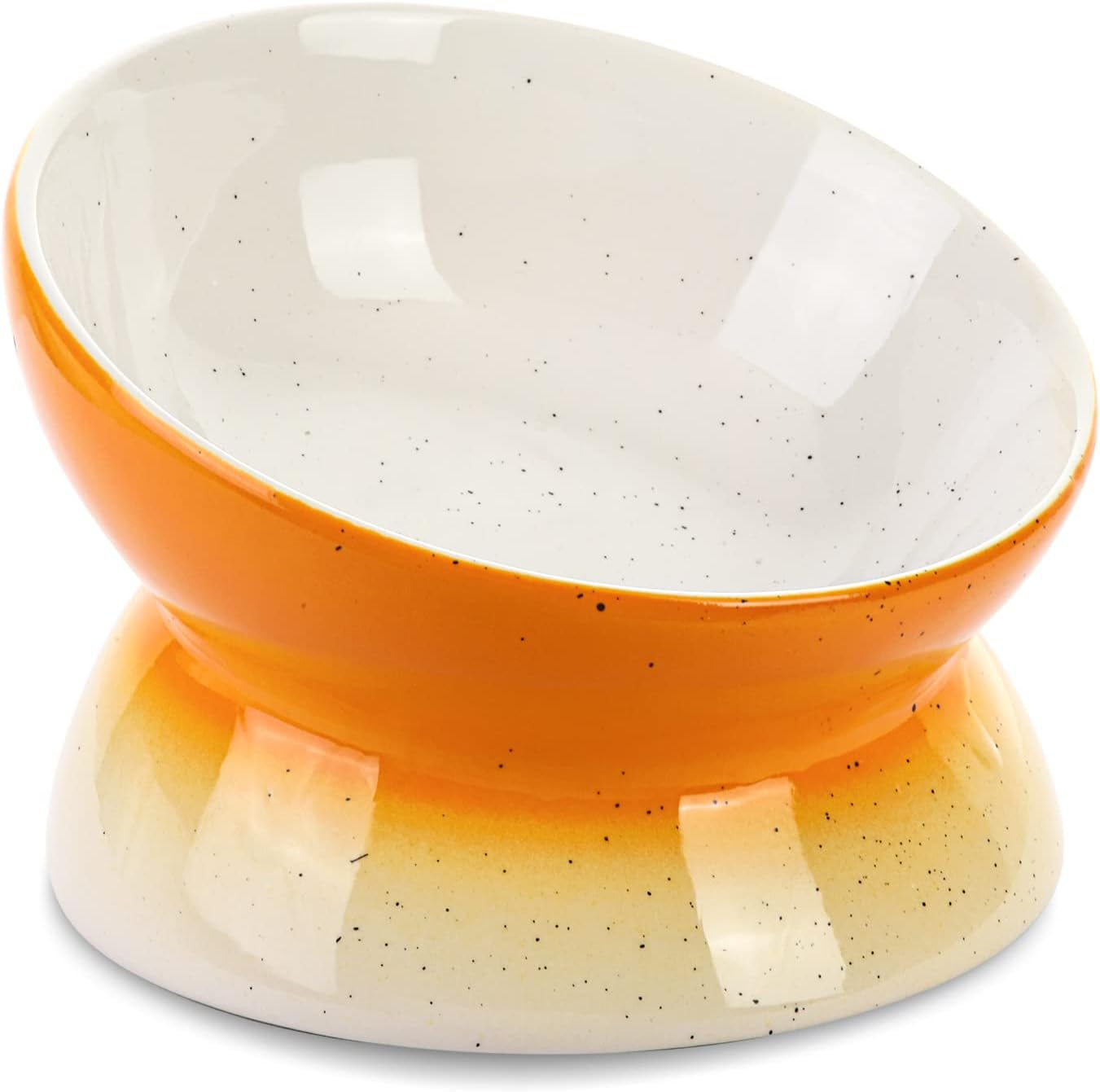 Elevated Cat Bowls,Tilted Raised Cat Bowl for Food and Water,Ceramic Cat Food Bowl for Flat Faced Cats and Small Dogs,Anti-Vomiting and Reduce Neck Burden