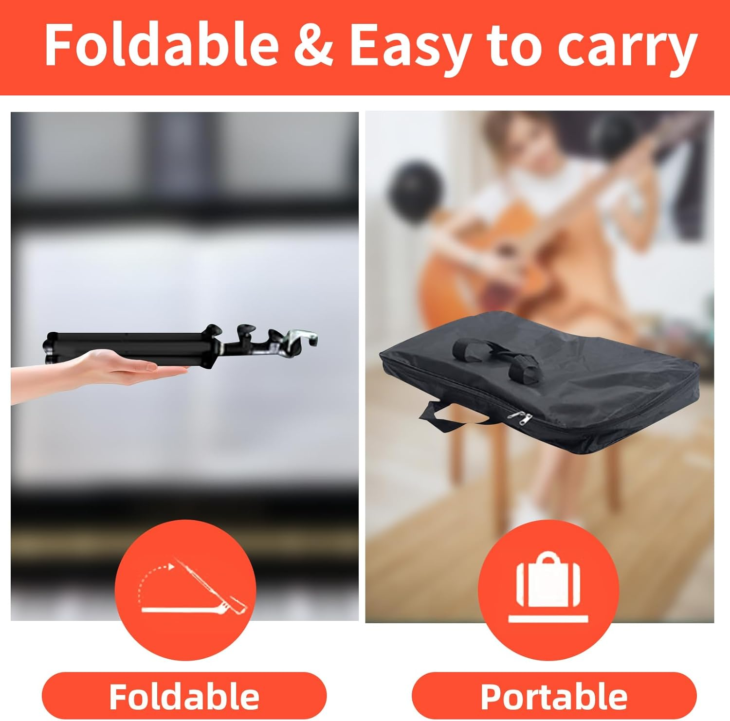 Yazoni Music Stand, Foldable Portable Sheet Music Stand with Carrying Bag, Adjustable Music Sheet Stand for Orchestra, Violin, Piano - Professional Musical Equipment Stand with Tripod Base image number 6