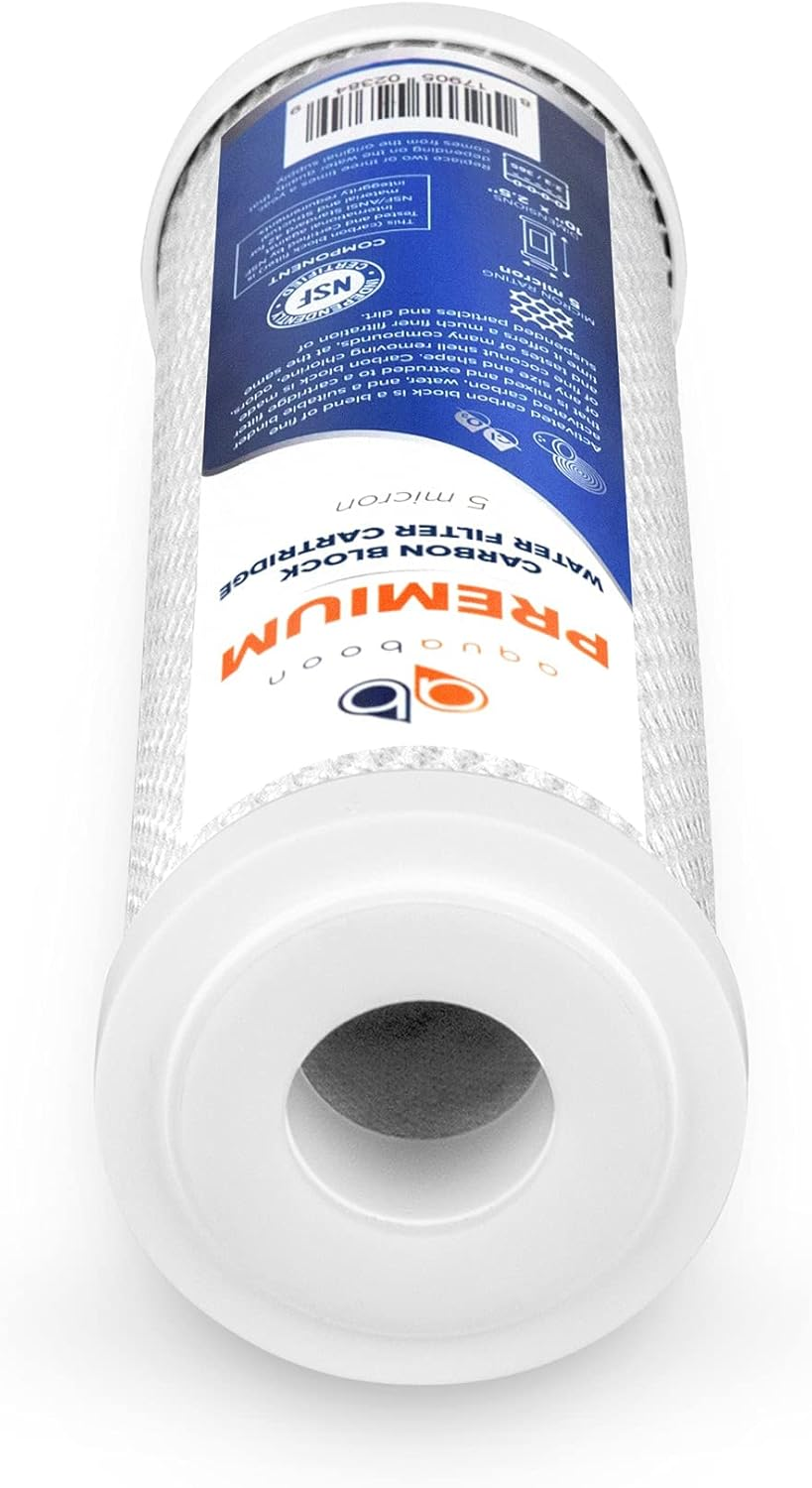 Aquaboon Premium Whole House Replacement Water Filter Cartridge | Coconut Shell Activated Carbon Block CTO | Universal 5 Micron 10 X 2.5 Inch Cartridge | Compatible with Whirlpool WHA2BF5, 3 Pack image number 1