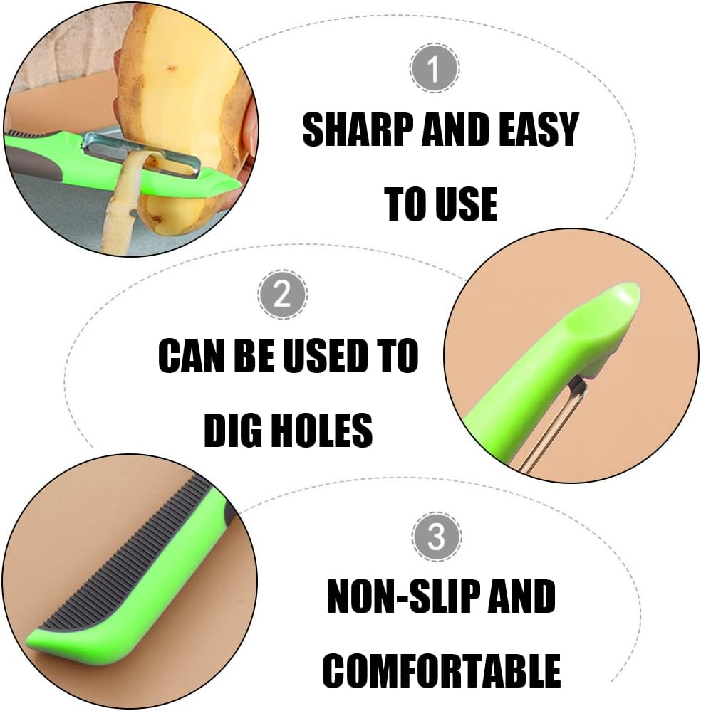2 Pcs Peeler Stainless Steel Swivel Peelers Anti-Slip Sharp Potato Peelers Kitchen Vegetable Peelers for Kitchen, Veggie, Carrot, Fruit image number 1