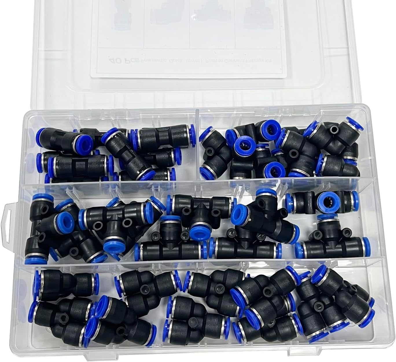 Pneumatic Push to Connect Fittings Kit, 40 Pieces, 6Mm/8Mm/1/4, Assorted Connectors (1/4" OD Package)