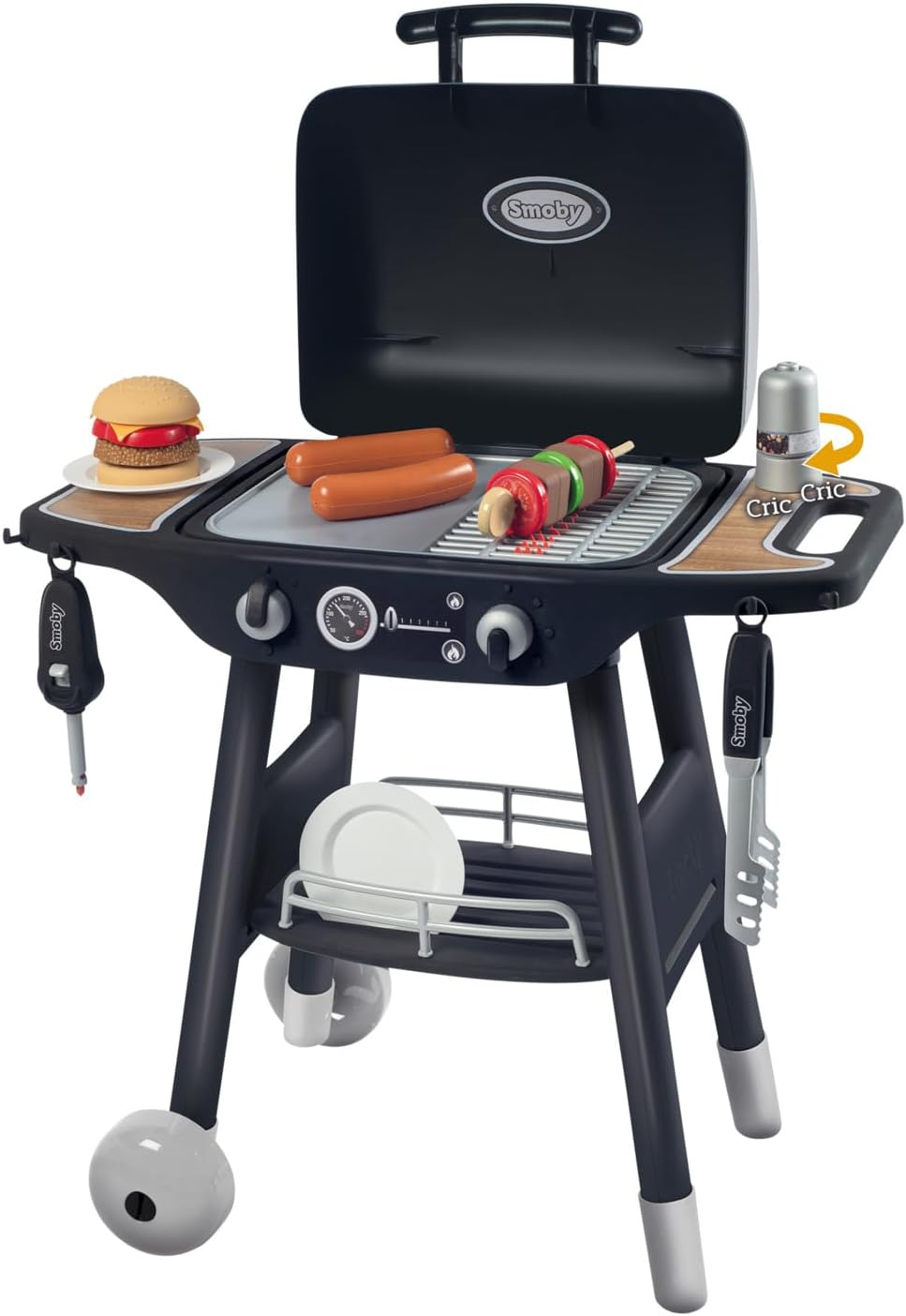 SMOBY BBQ Grill Playset &ndash; Toy Barbecue with Grill, Griddle, 18 Accessories, Magic Retractable Flames & Realistic Gas Lighter &ndash; Pretend Play Outdoor Toy for Kids Ages 3+ image number 3