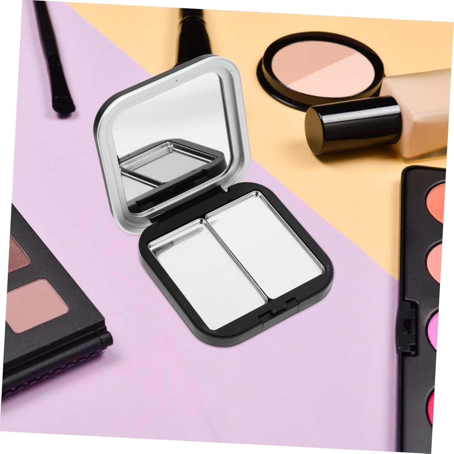 Minkissy 2Pcs Eye Shadow Box Empty Eyeshadow Container Seinte Makeup Eyeshadow Sample Containers Cosmetic Lipstick Tray Compact Eyeshadow Palettes Fixies Travel Loose Powder Iron Blush - Black image number 6