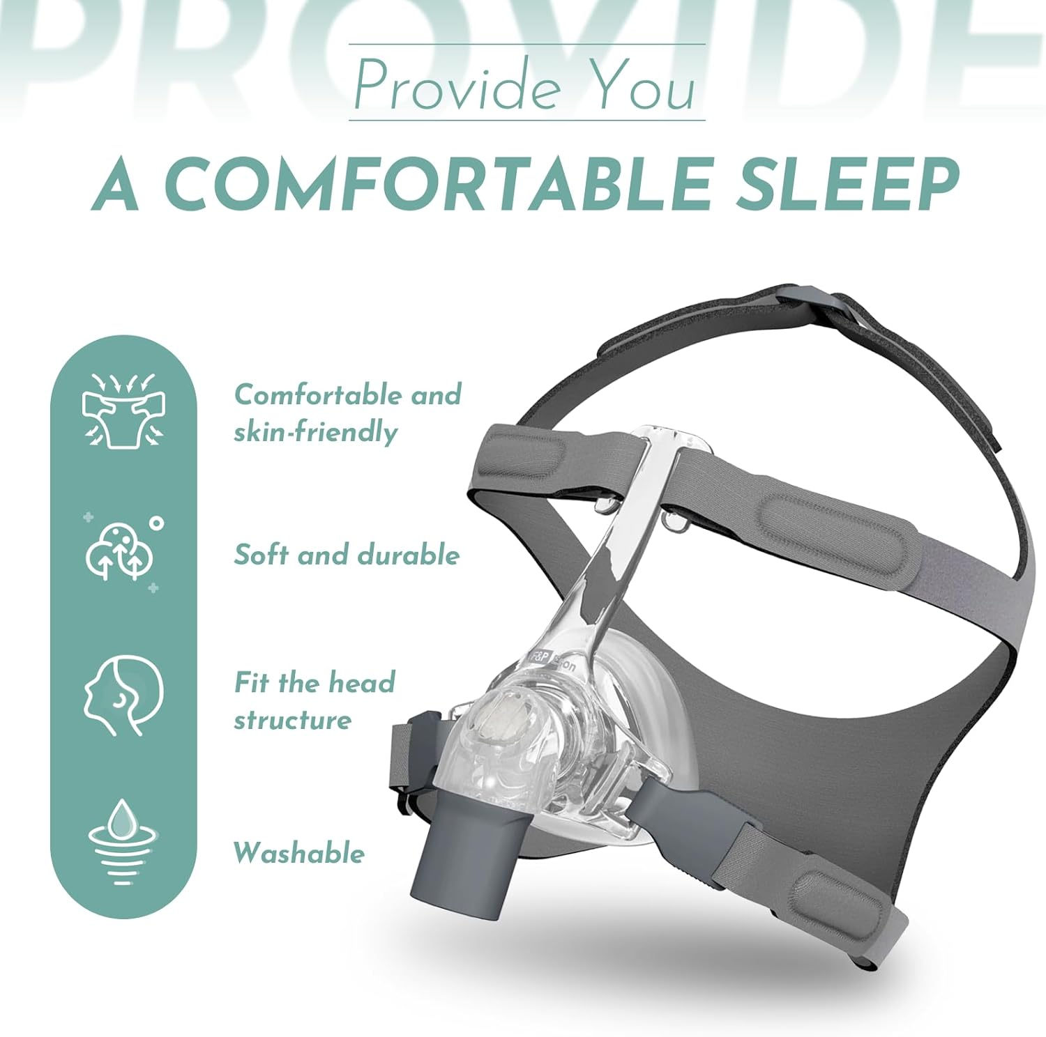 2 Pack Replacement Headgear Compatible with Fisher & Paykel Simplus Nasal Mask, Comfortable Head Strap for Full Face Mask Strap with Clips - M/L