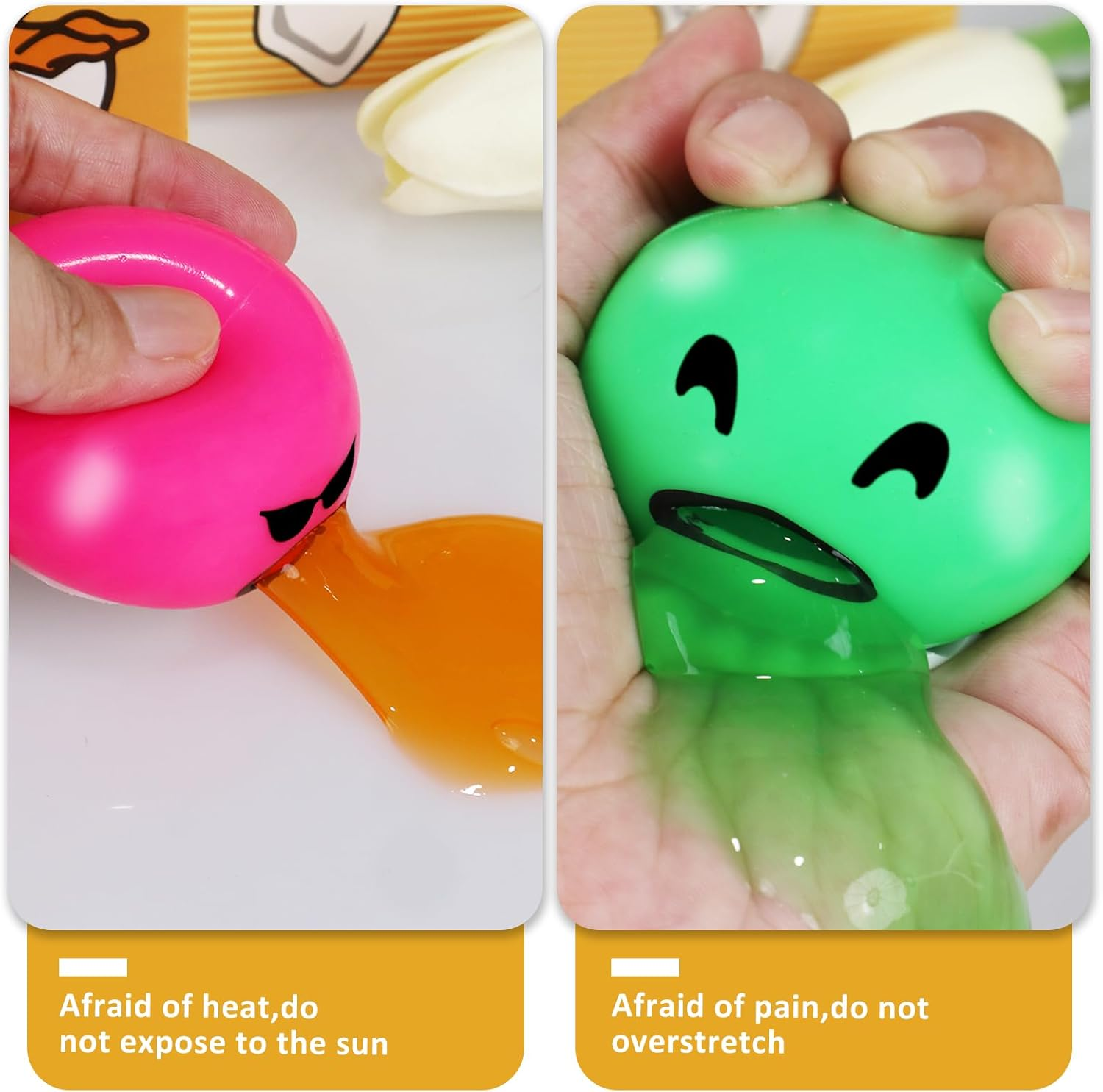 4-PCS Colorful Vomiting Egg Yolk Stress Balls,Puking Egg Yolk Stress Ball,Round Sucking Lazy Egg Yolk Soft Ball ,Stress Relief Squeeze Toys&hellip; (Emoticon) image number 5