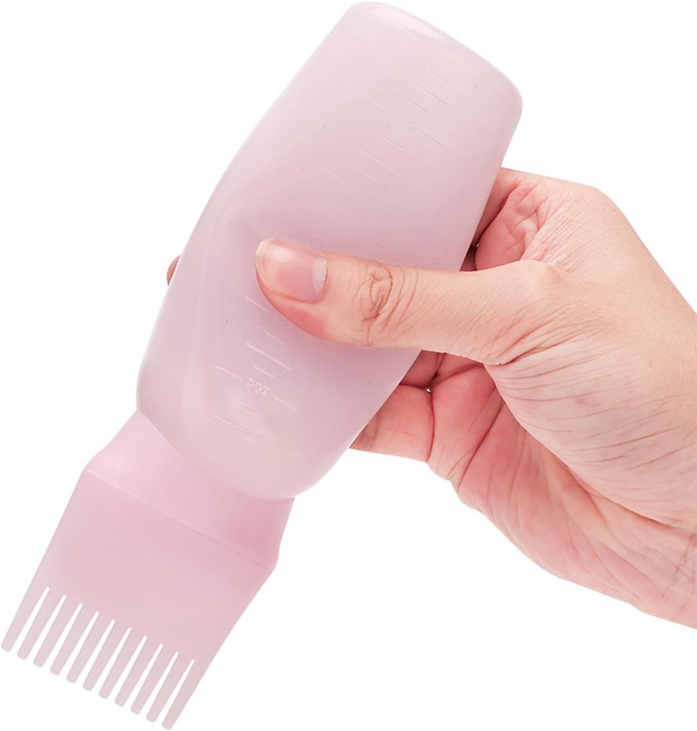 4Pcs Root Comb Applicator Bottle and Hair Massage Brush ，Hair Oil Dye Applicator with Graduated Scale for Precise Application Ideal for Coloring and Scalp Treatment (Pink) image number 1