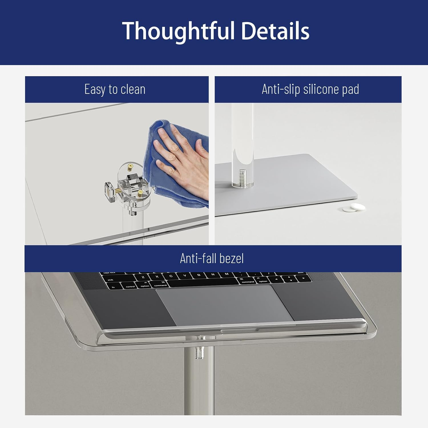 Acrylic Podium Stand，Adjustable Lectern Table with Tilted Tabletop，Clear Acrylic Stand for Classroom, Office, Churches (L) image number 5