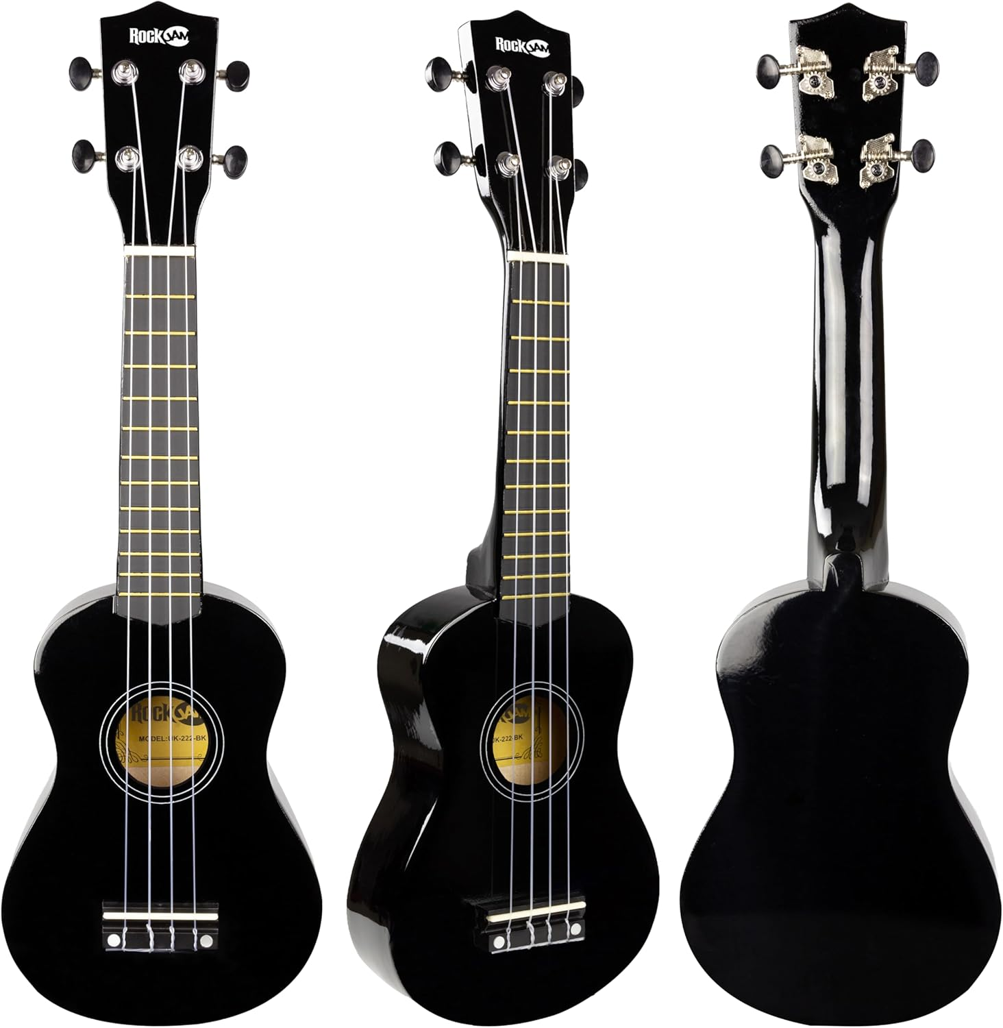 Rockjam, 4-String Ukulele, Right, Black, Soprano (UK-222-BK) image number 2