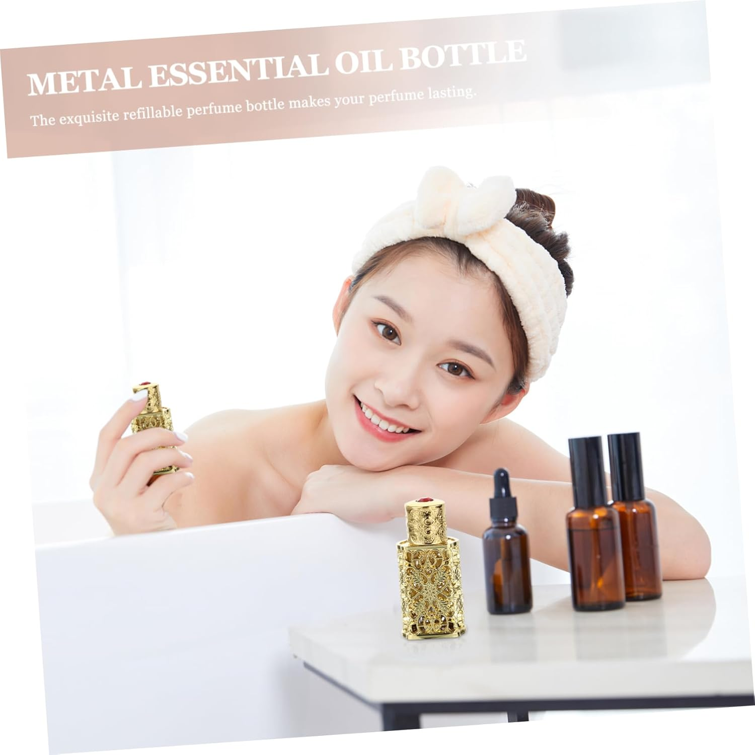 3Pcs Essential Oil Bottle Hollow Flower Engraving Refillable and Perfume Spray Container for Aromatherapy and Crafts Travel-Friendly Design Leak Seal Antique Style