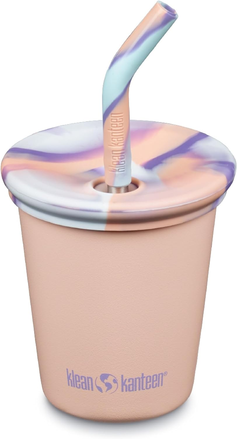 Klean Kanteen Kid'S Cup with Straw Lid, Peach Parfait, 10 Oz (295 Ml) Capacity image number 4