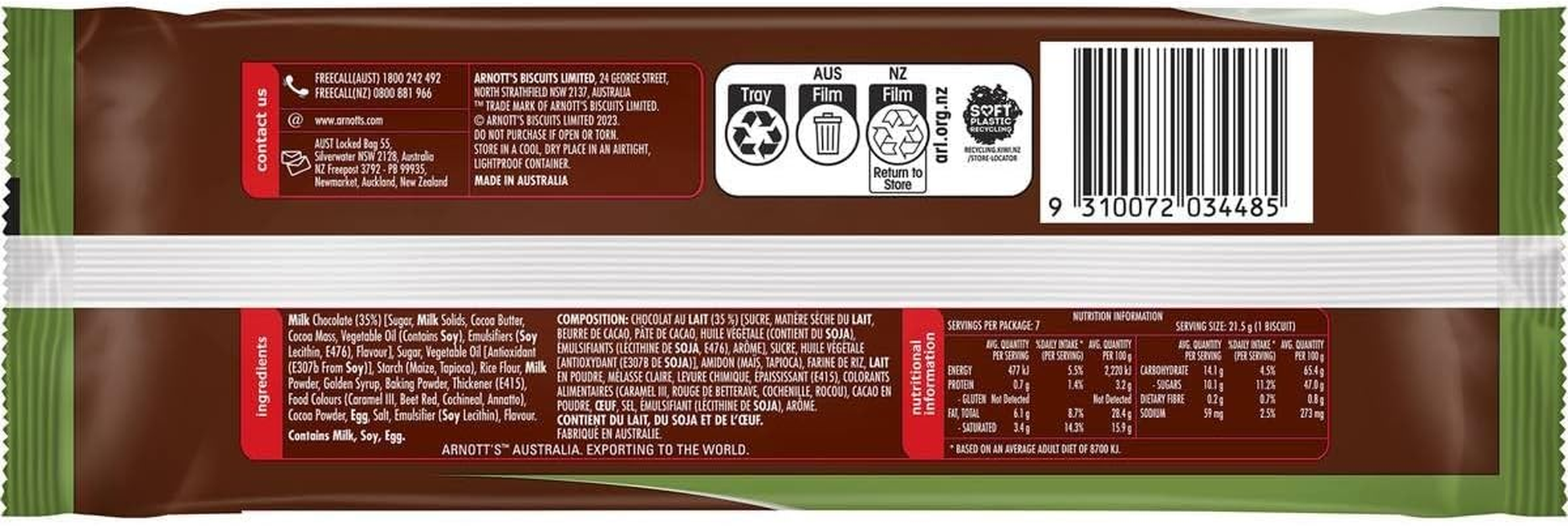 Arnott'S Tim Tam Gluten Free Original Real Chocolate Biscuits 150 G image number 6