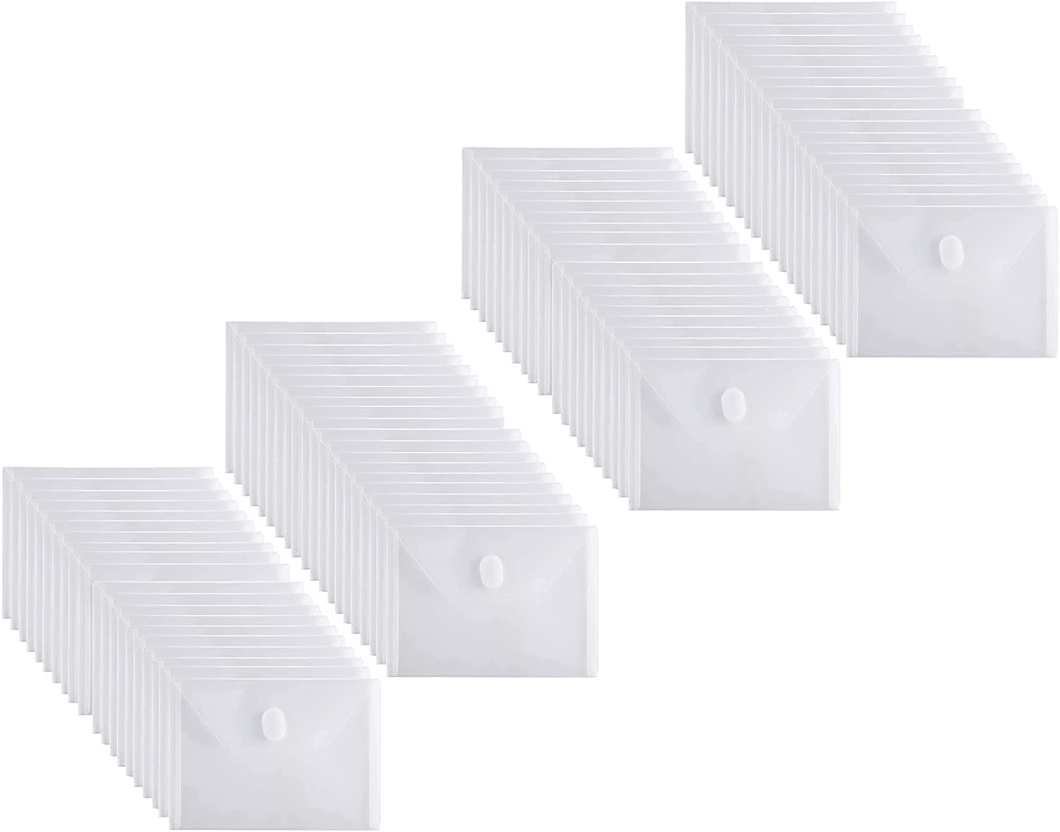 5X7 Small Plastic Envelopes Hook Loop Closure Receipt Storage Holder 80 Pack (Clear-80 Pack)