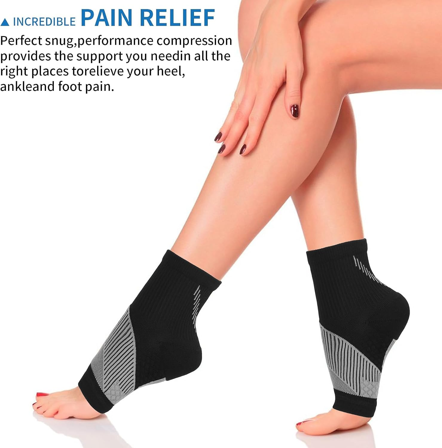 2 Pair Plantar Fasciitis Socks with Arch Support, Foot Care Ankle Brace Compression Sleeve, Eases Swelling & Heel Spurs, Ankle Brace Support, Increases Circulation image number 5
