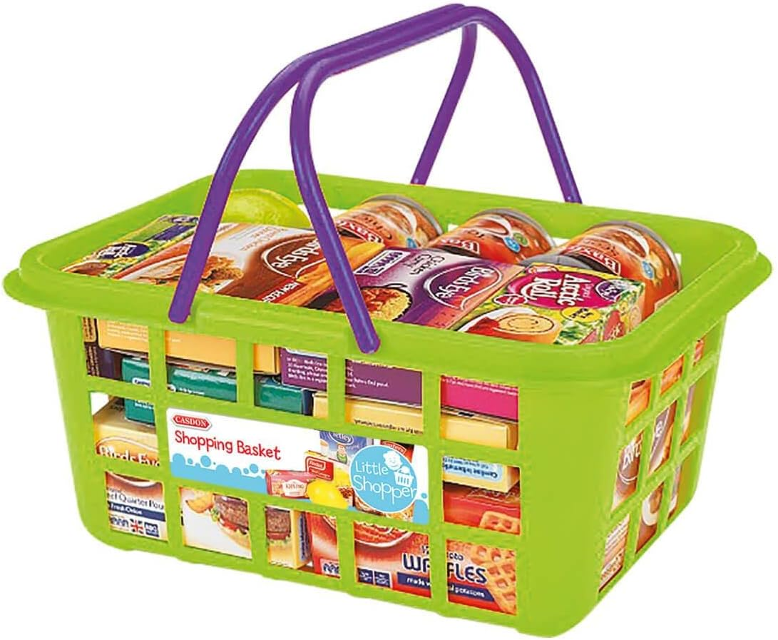 Casdon 62801 Colourful Toy Shopping Basket for Children Aged 2+ | Comes with Miniature Versions of Popular Foods image number 1