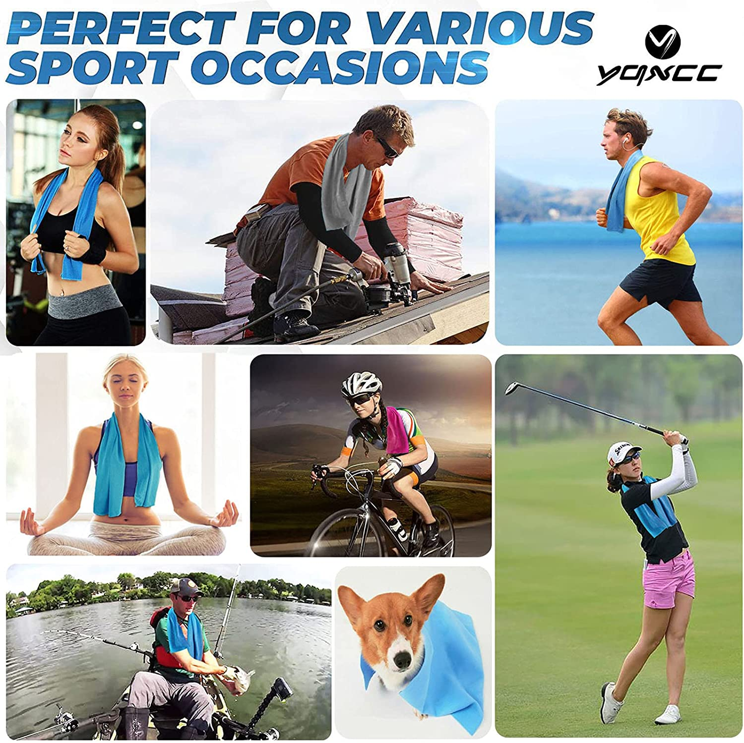 YQXCC Cooling Towel | 2 Pack 47"X12" | Ice Cool for Neck | Soft Breathable Microfiber Chilly | for Yoga, Golf, Gym, Camping, Running, Workout & More Activities image number 1