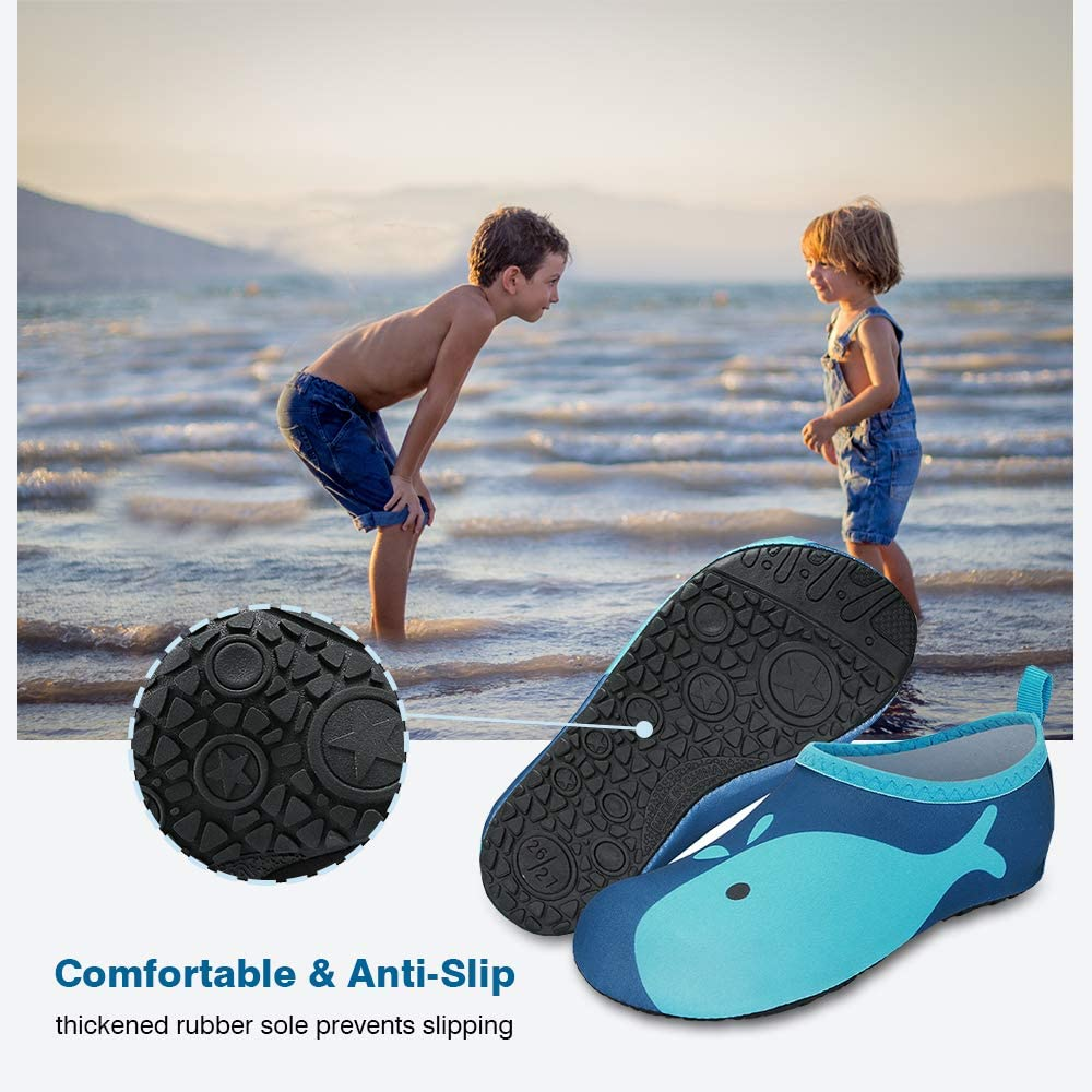 JOTO Water Shoes for Kids, Children Barefoot Quick-Dry Aqua Water Socks Slip-On Swim Beach Shoes for Girls and Boys Toddler -Navywhale image number 3