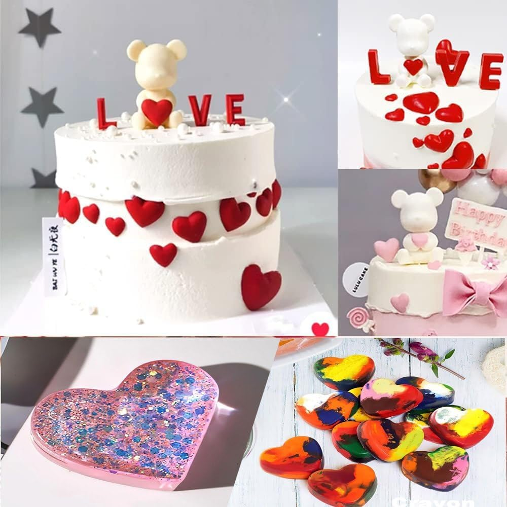 3 Packs 12 Cavities Heart Shaped Silicone Mold, Mini Muffin Pan for Chocolate Cake Jelly Pudding Handmade Soap Mould Candy Making image number 2