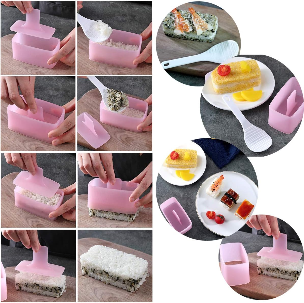 Rectangular Sushi Rice Mold, DIY Tool for Square Rice Machine (2 Pcs, Pink) image number 4