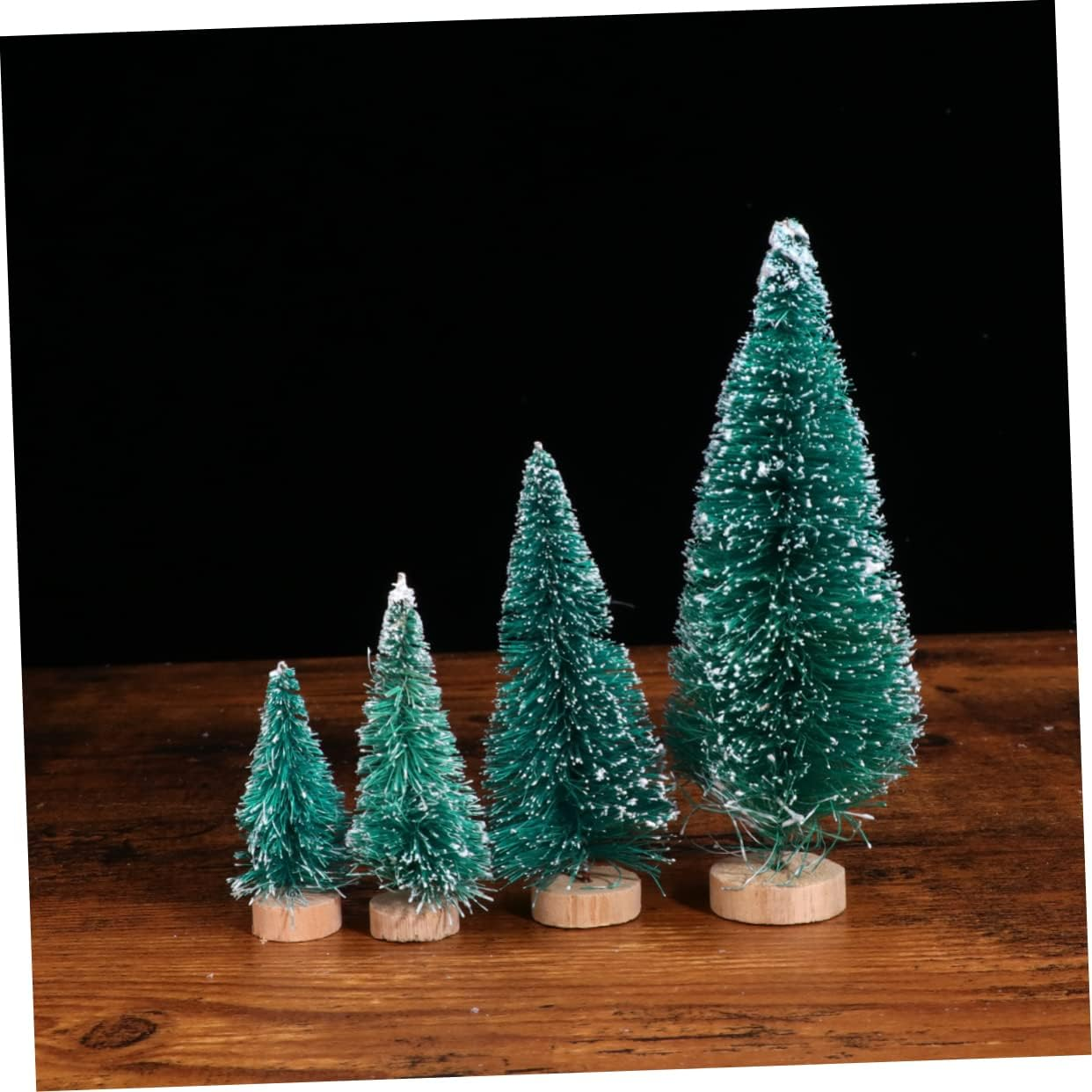 34Pcs Mini Christmas Tree Ornament Pack Creative Xmas Decorative Model Wooden Stand for Living Bedroom and Office Desktop Display image number 3