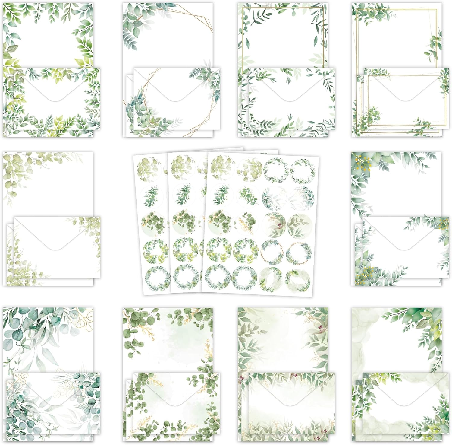 50 Sheets of Stationery with Envelopes, 10 Ddesigns of Stationery with 3 Sticker Sheets, Elegant Stationery Set for Invitation Cards, Congratulations Cards, Set D image number 6