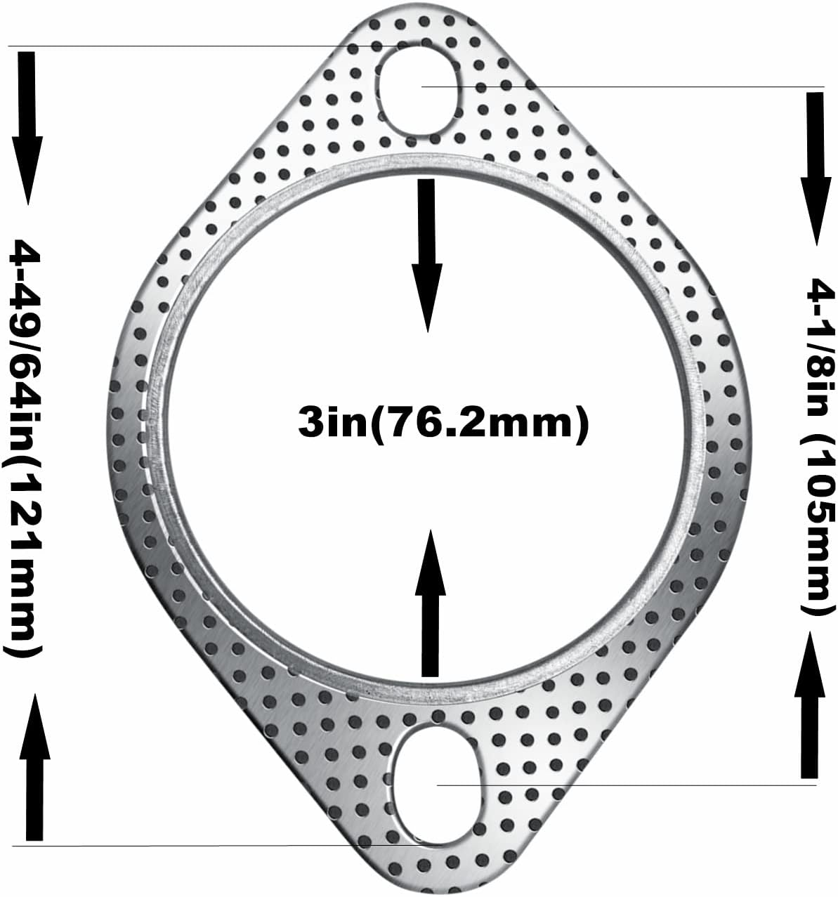 Strongthium 3&ldquo; Exhaust Gasket 2 Bolt for 3 Inch Muffler Flange Manifold 120-07610-0002 High Temperature 2X image number 1
