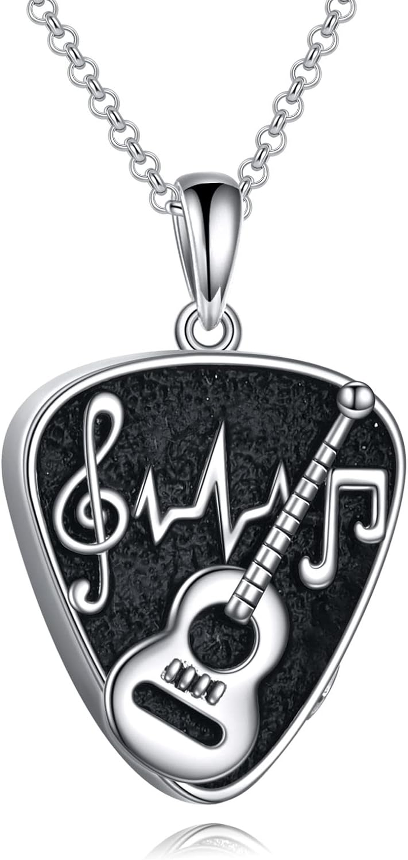 POPLYKE Music Guitar Pick Urn Necklaces for Ashes Sterling Silver Cremation Urn Necklaces Memorial Keepsake with Filling Tool image number 5