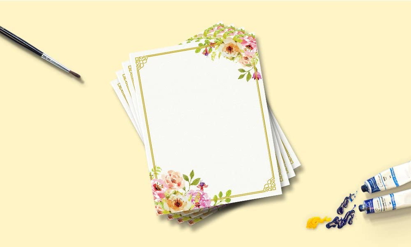 Stationery Writing Paper - Perfect Invitations for Bridal Showers, Birthdays, Weddings, Engagement Party, VIP and All Occasions - 100 Floral Letter Notes for DIY Invitation Kit - Pink and Peach Roses image number 2