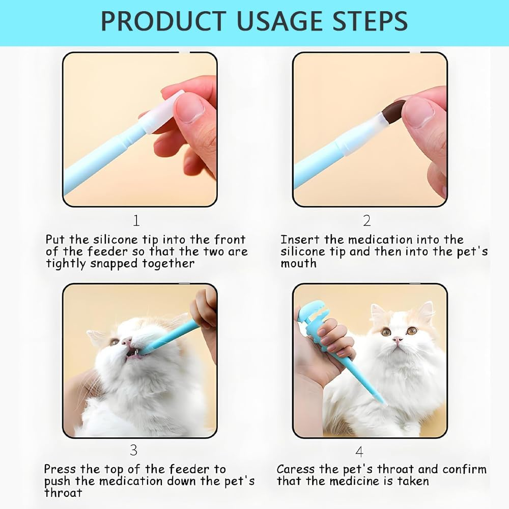 HYAVIA 2 Pack Cat Pill Dispenser &ndash; Dinosaur Design, Silicone Tip Medicine Pusher for Cats, Puppies & Small Pets, Reusable & Easy to Clean