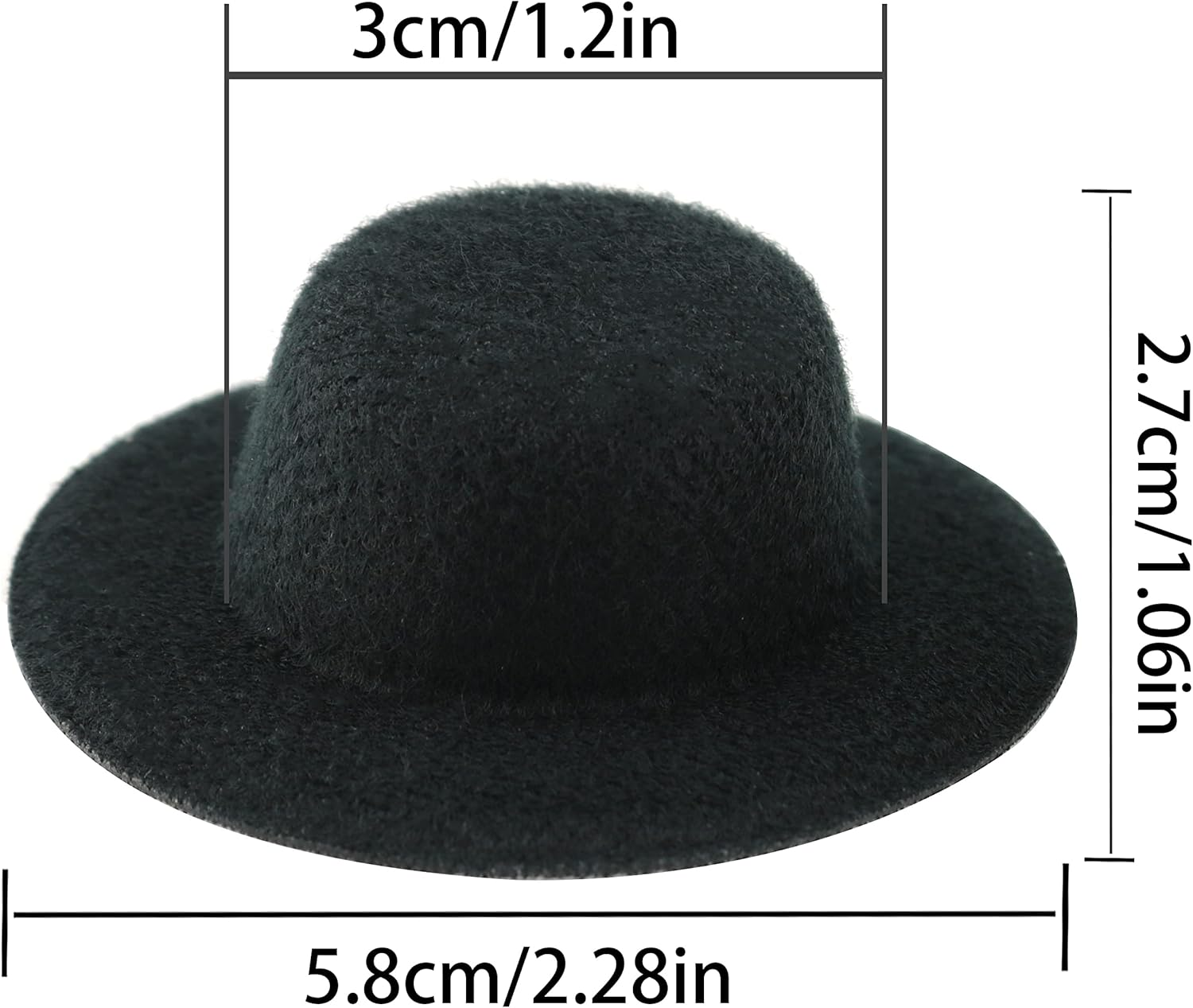 Handmade Small Wide Brim Doll Fedoras: 10Pcs Felt Panama Hats with Flat Tops image number 4