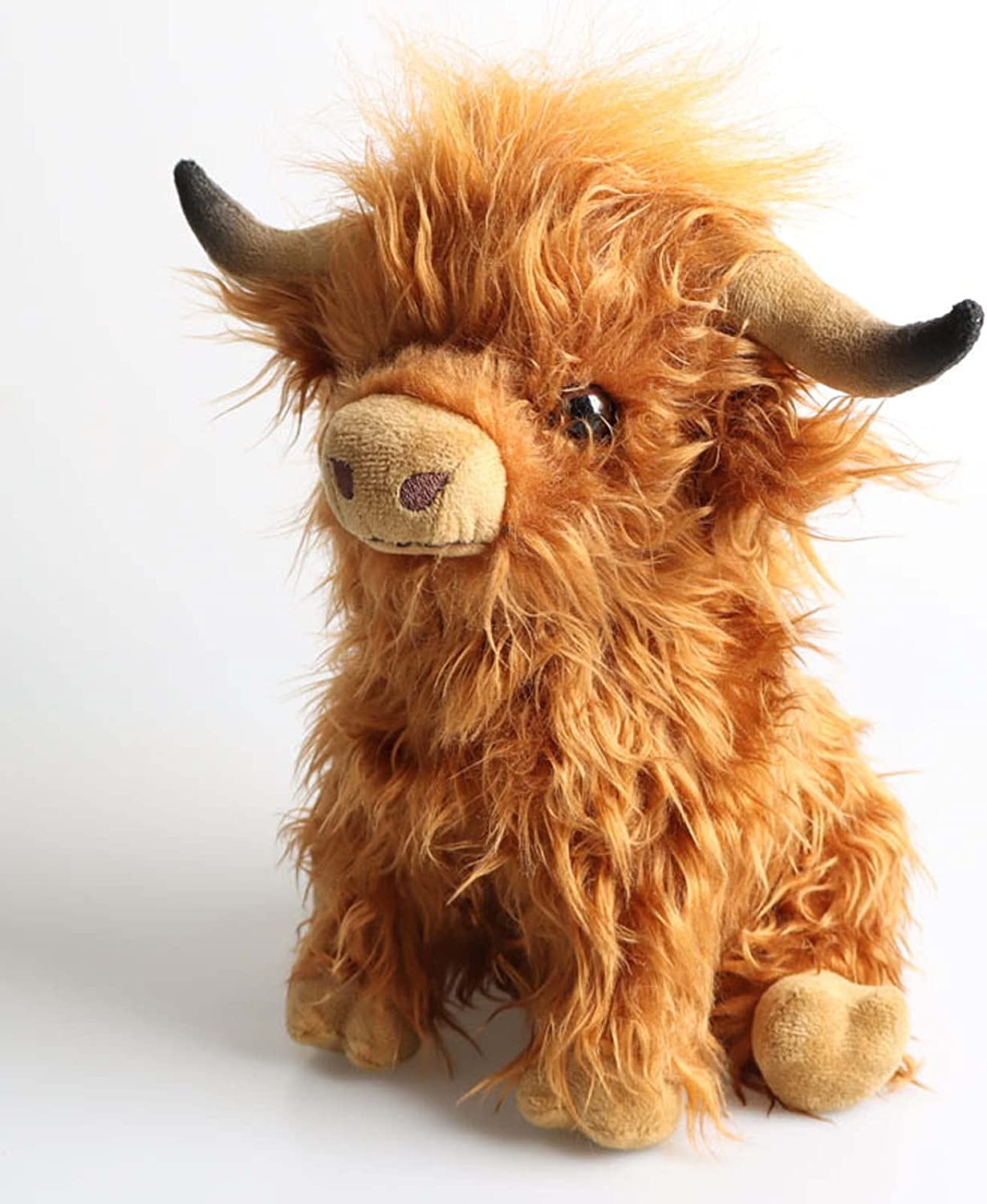 9.8Inch Simulation Highland Cow Plush Toy Soft Stuffed Animal Doll Realistic Scottish Highland Cattle Plushies image number 4