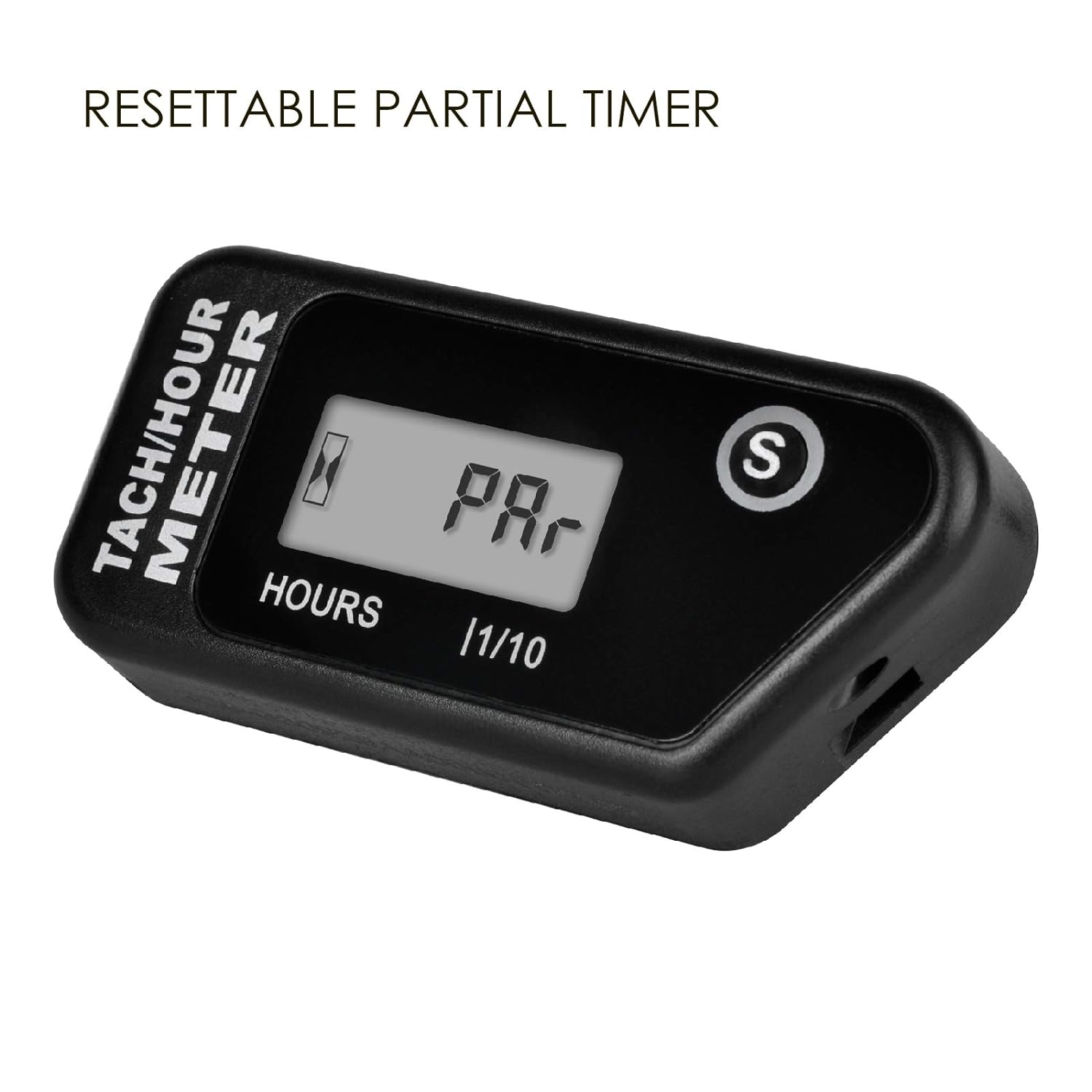 Jayron Digital LCD Tachometer Inductive Tach Hour Meter Display Max RPM Waterproof for Most Gas Engine Marine ATV Generator Lawn Tractor Motorcycle (Black) - Black image number 3