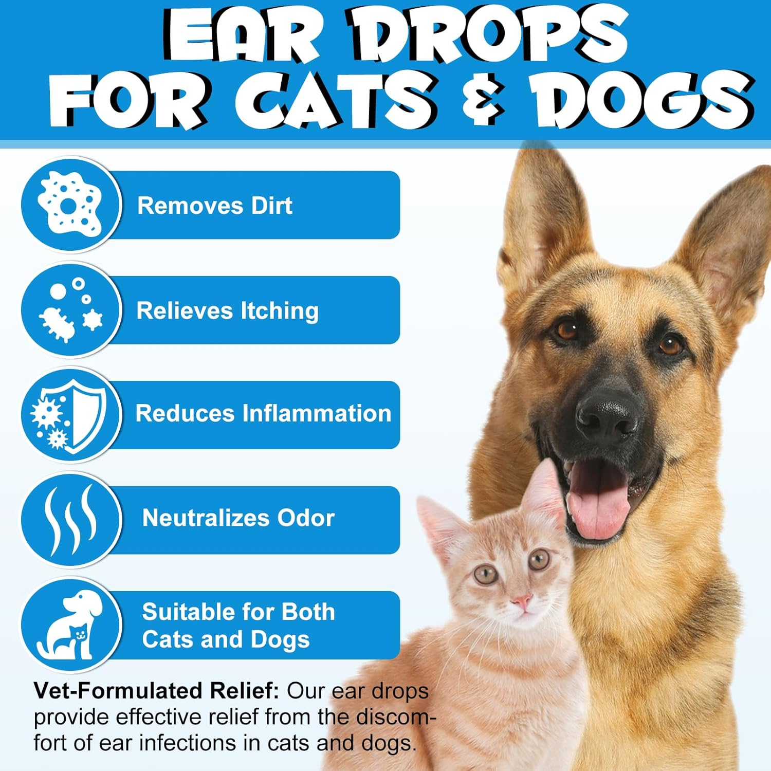 Dog Ear Drops, Dog Ear Cleaning, Gentle Ear Solution for Dog, Hypoallergenic Ear Wash for Dog, Preventing Infections, Itch Relief, for Daily Use, 2Fl Oz / 60Ml image number 1