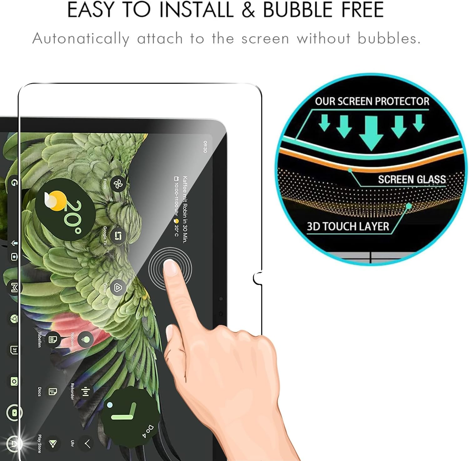 Ecomoonbyter Screen Protector for Googel Pixel Tablet 10.95 Inch(2023, Easy Installation,Tempered Glass Film, HD Clear, 2-Pack image number 4