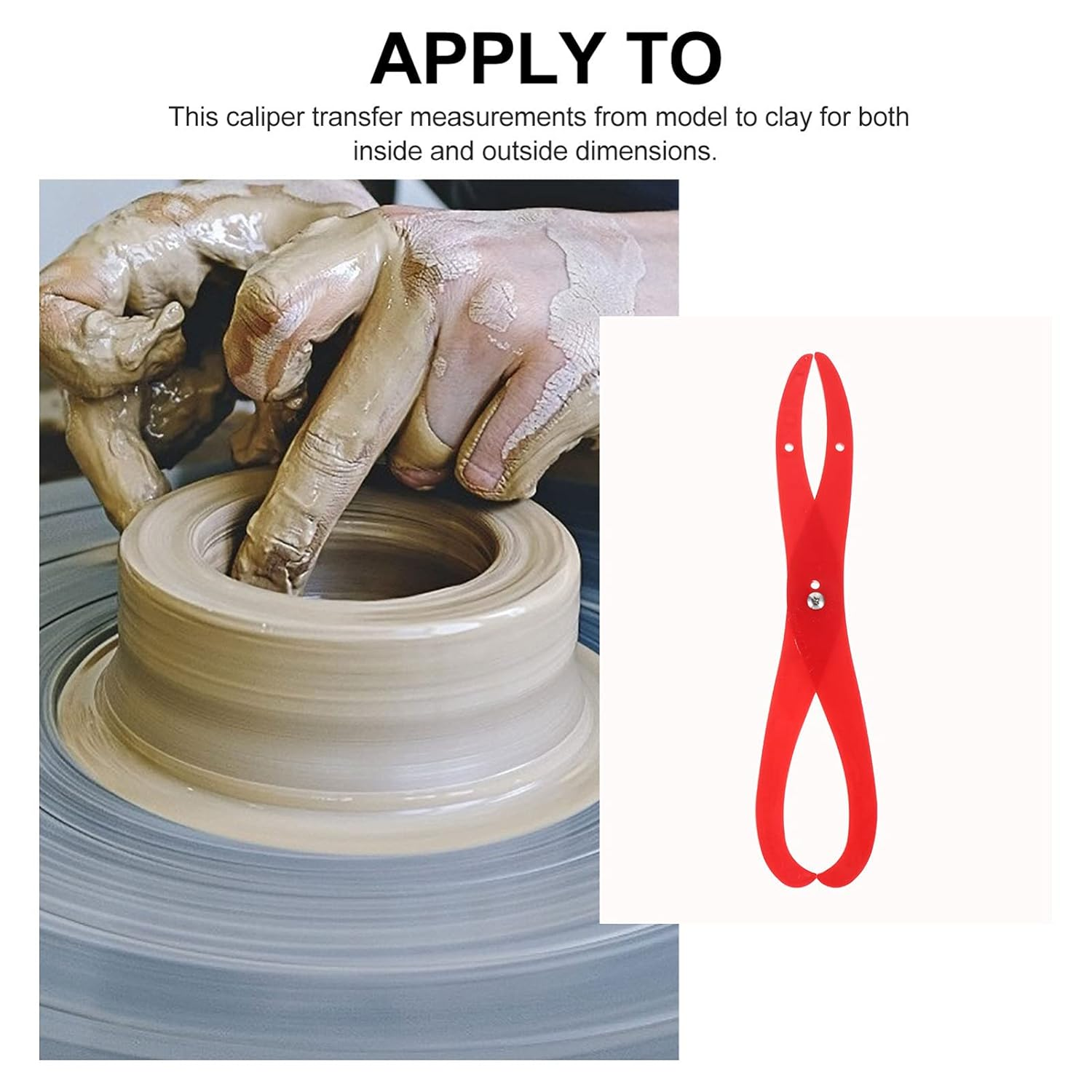 COHEALI Pottery Tools Bent- Leg Plastic Caliper Clay Sculpture Tools Ceramic Measuring Pottery Tool Pottery Calipers for Carving Shaping Sculpting Beginners DIY Craft Caliper Measuring Tool