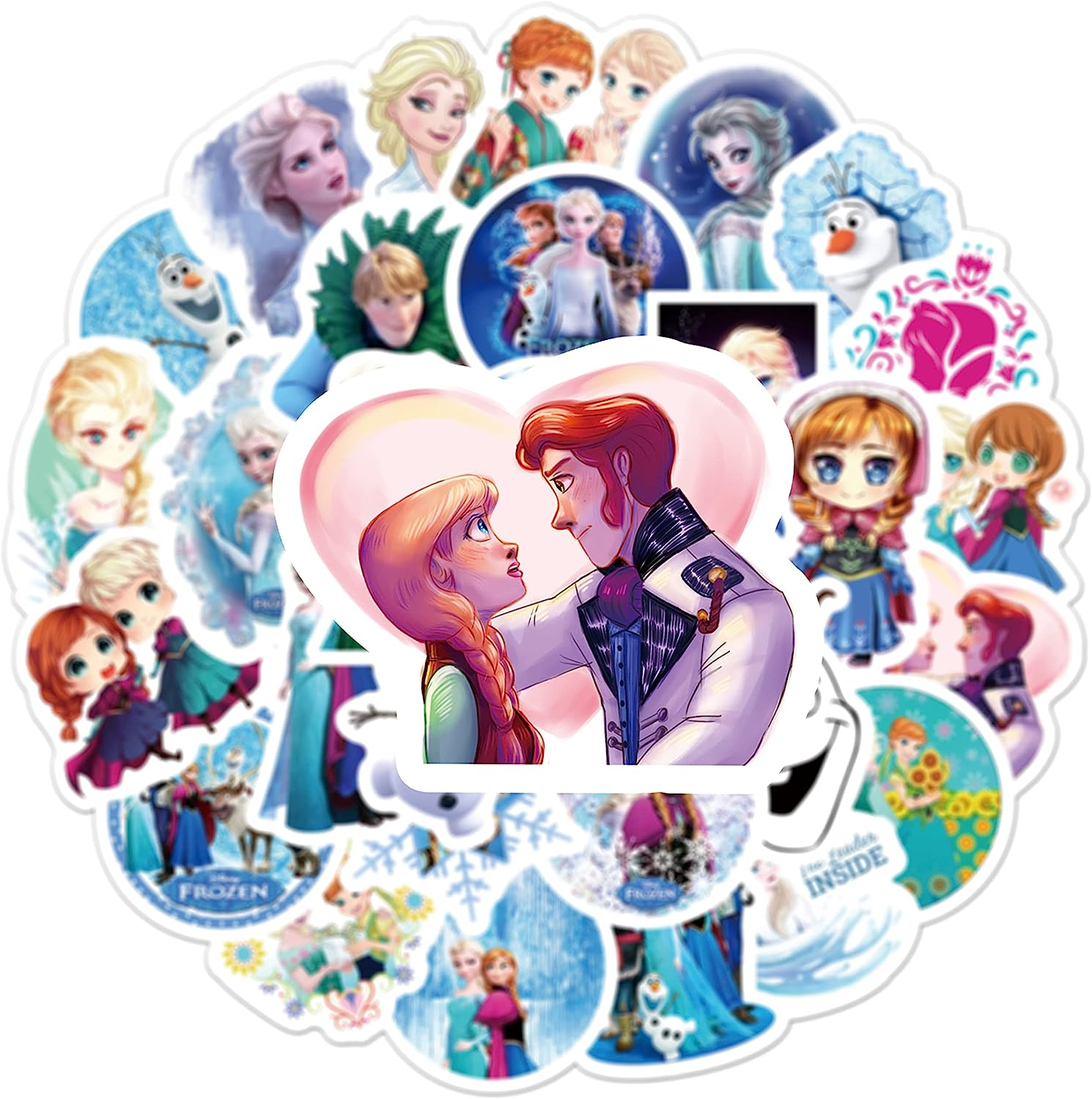 50PCS Frozen Stickers, Vinyl Waterproof Stickers for Laptop,Bumper,Skateboard,Water Bottles,Computer,Phone,Cartoon Anime Stickers for Kids Teens Adult image number 4