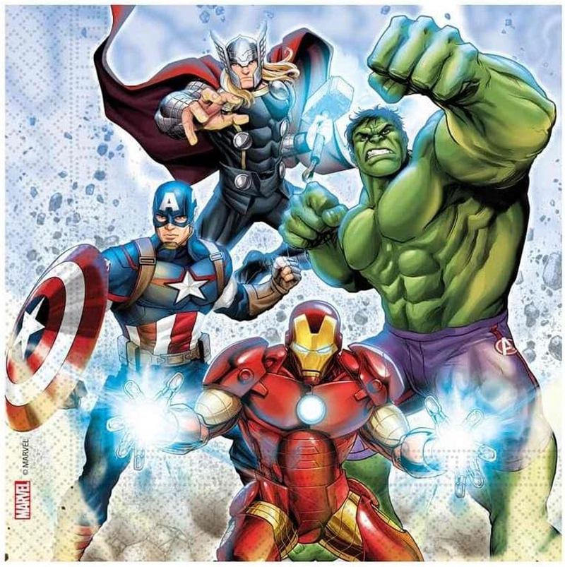 Procos - FSC Marvel Avengers Infinity Stones Paper Napkins (33 X 33 Cm, Double Cloth), Pack of 20, Multi-Colour, 93873