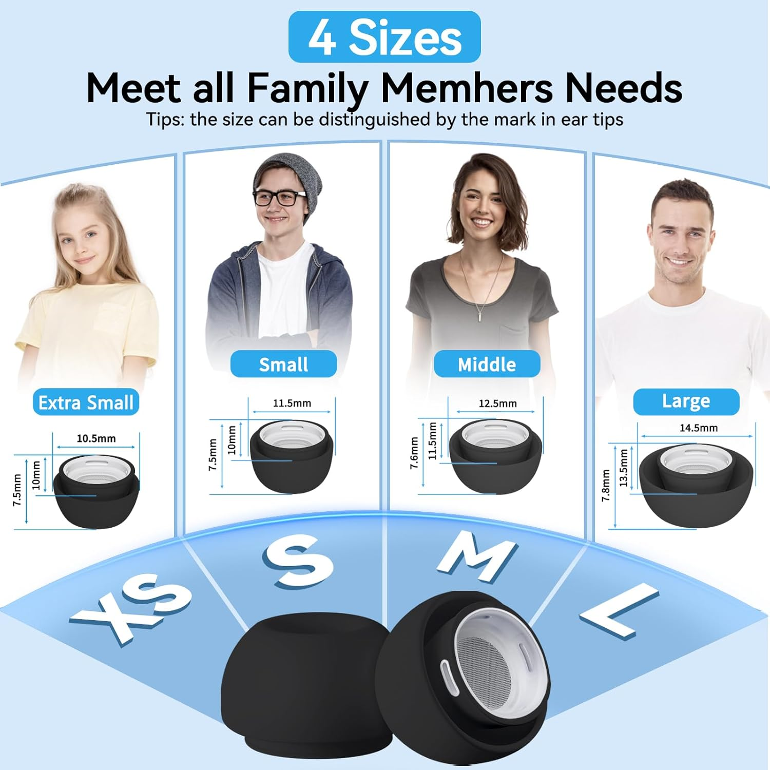 Compatible with Airpods Pro 2Nd/1St Generation Replacement Ear Tips,With Noise Reduction Holewith and Cleaner Kit,Built-In Dust Guard Screen,For USB-C Charging Case,4 Sizes (S/M/L)-Black - A-4Pairs White image number 3