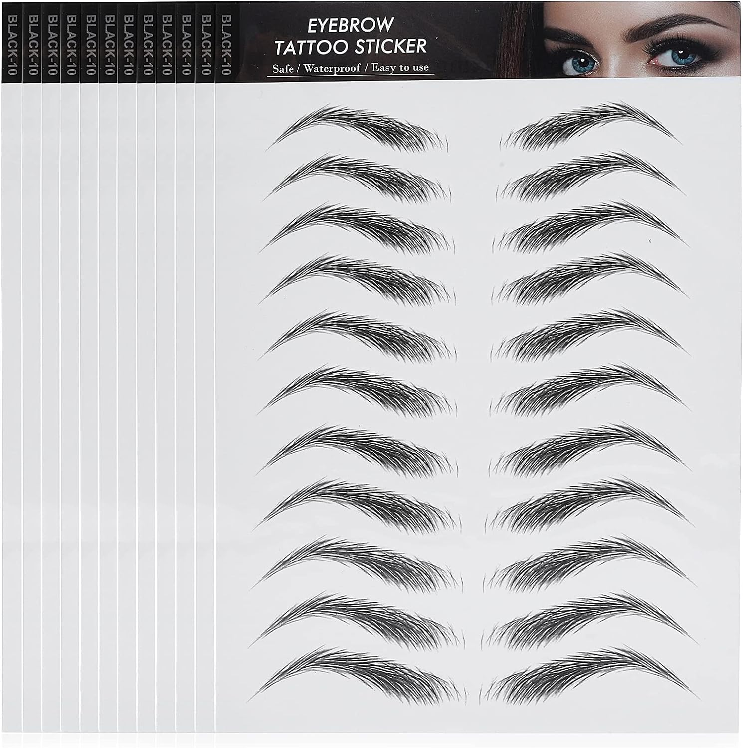 Molain 4D Hair-Like Eyebrow Tattoos - 12 Sheets Waterproof Long-Lasting Eyebrow Transfers - Peel off Stickers - Classic Style, 132 Pairs image number 5