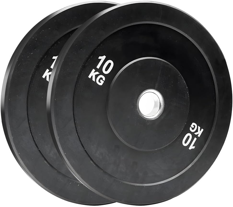 ALSTON 2 Pack 10Kg Bumper Plates 2 Inch Olympic Weight Discs Rubber Barbell Plates, with Stainless Steel Inserts Strength Training Weightlifting Home Gym Fitness image number 5