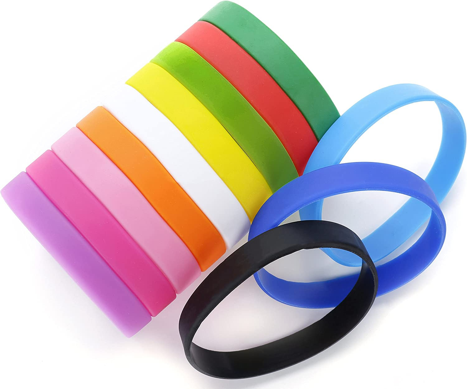 Silicone Wristbands Rubber Bracelets Charms Adult 12Pcs Mixed Colors Blank Sports Bands for Woman Men Assorted 12 Colors Customizable image number 4