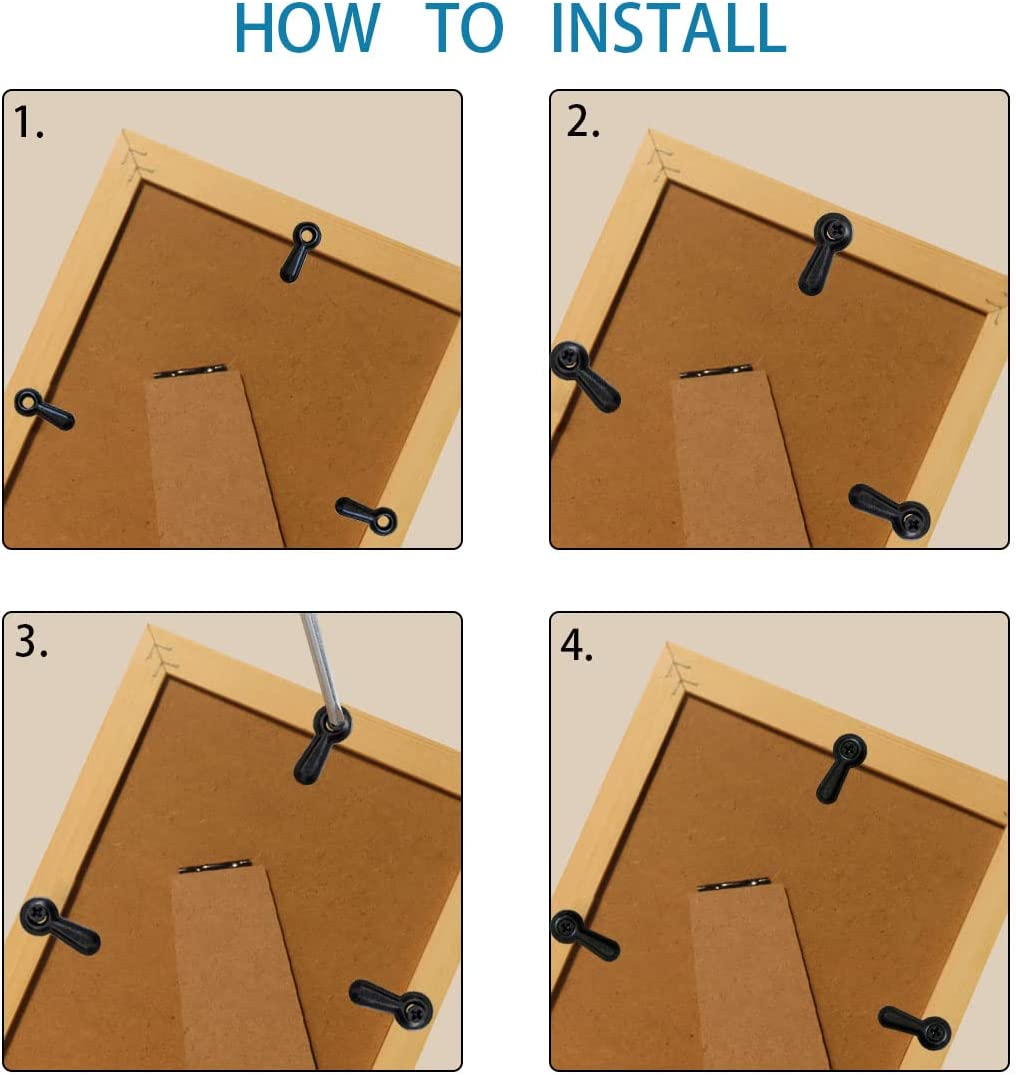 100 Pieces Metal Picture Frames Turn Button Fasteners with 100 Pieces Screws, Picture Frame Hardware Backing Clips Picture Turn Button Frame Picture Turn Button Fasteners Set image number 2
