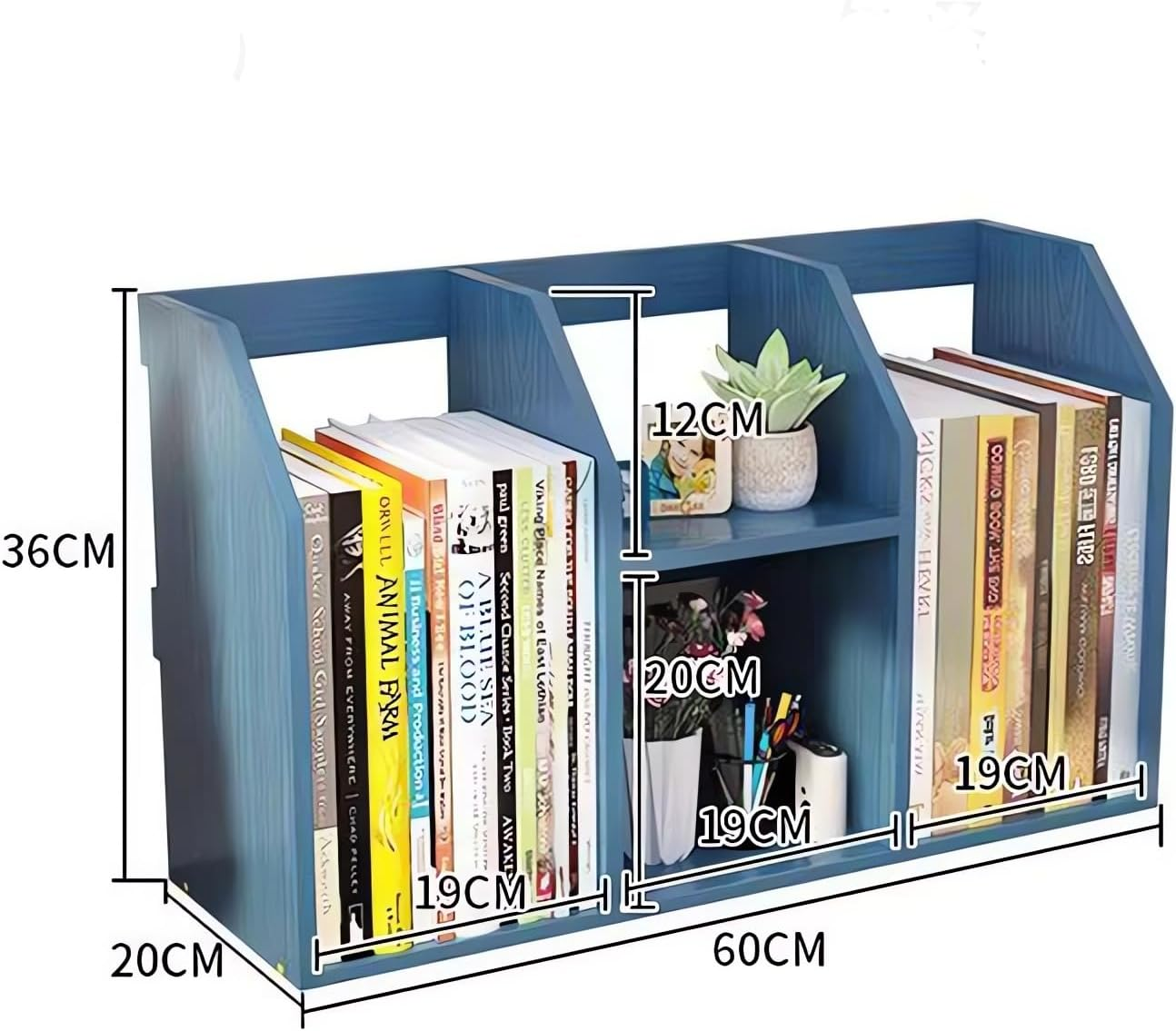 Desktop Bookshelf, Book Organiser, Wooden Bookcases, Office Desk Storage Shelf, Table Storage Rack A271 (Black) image number 4